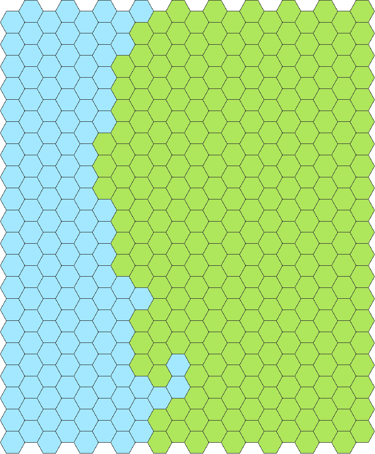a basic hex map, coast to the left, plains to the right